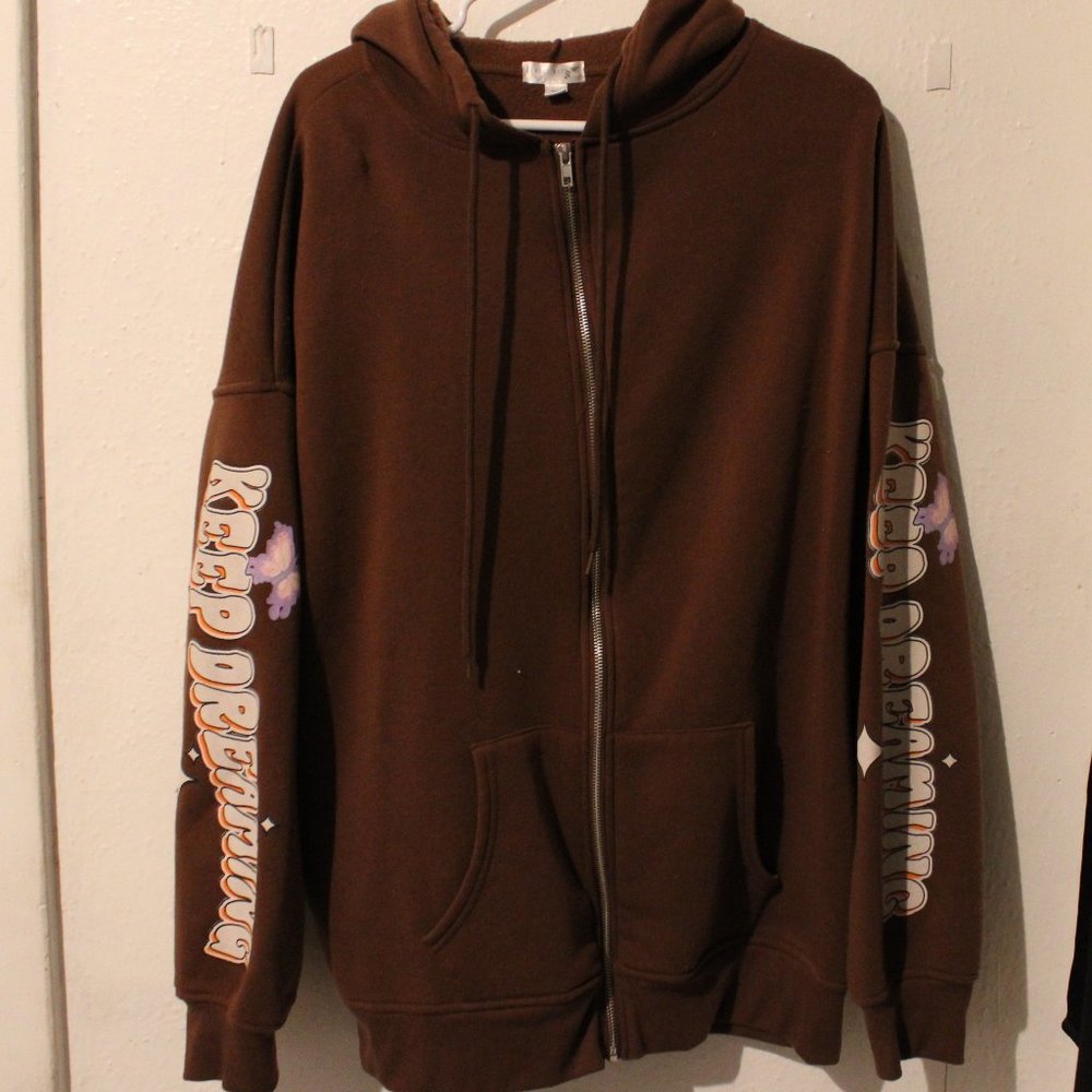 Brown Zip-Up Hoodie